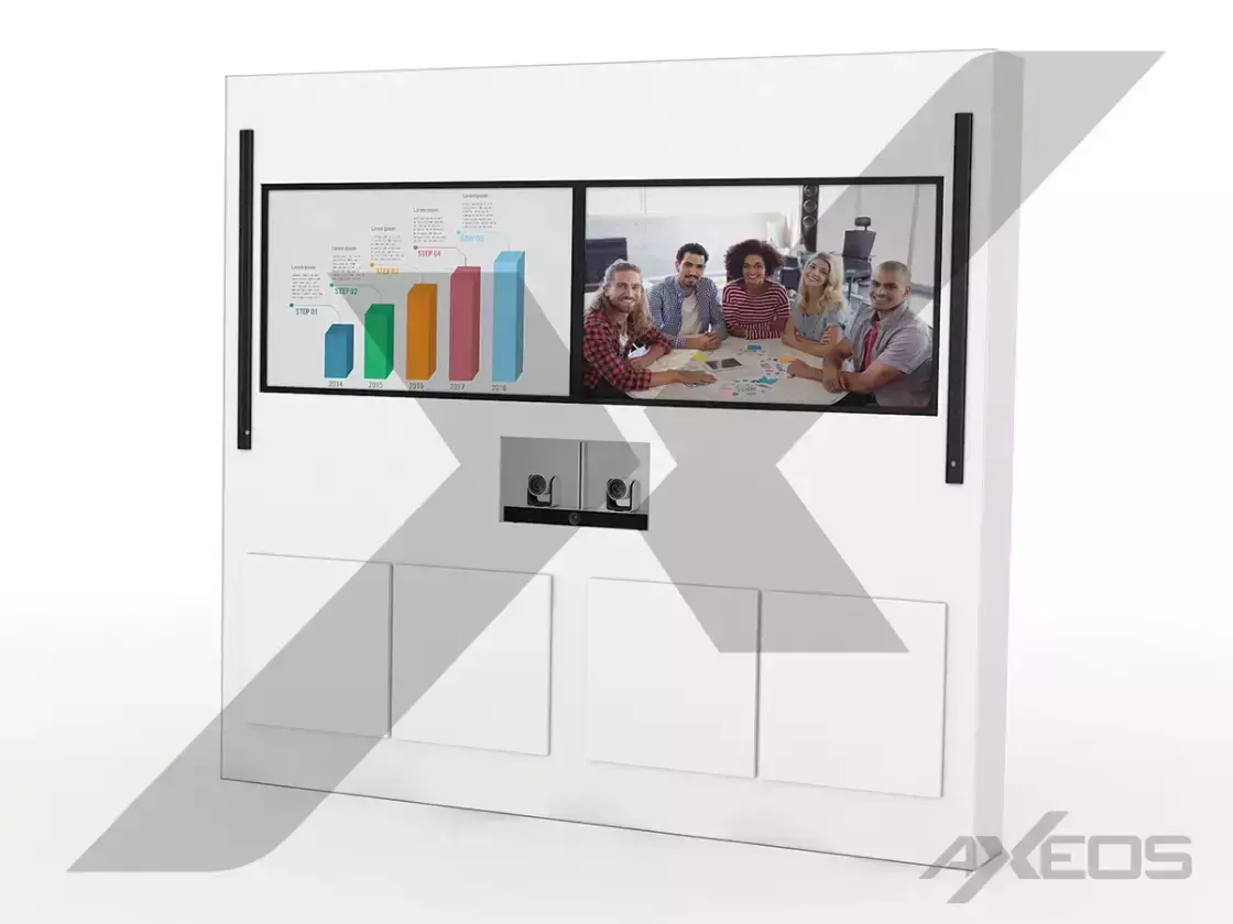 White Telepresence totem 2 screens - AXEOS